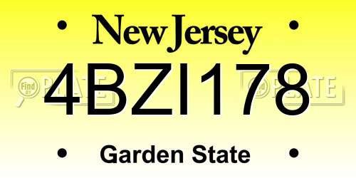 4BZI178 New Jersey License Plate