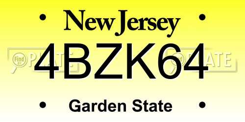 4BZK64 New Jersey License Plate