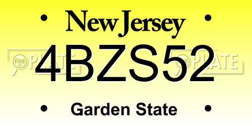 4BZS52 New Jersey License Plate