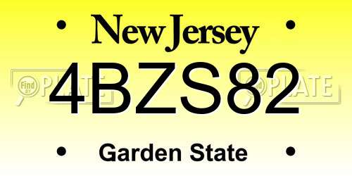 4BZS82 New Jersey License Plate