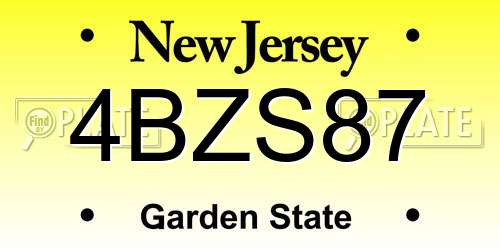 4BZS87 New Jersey License Plate