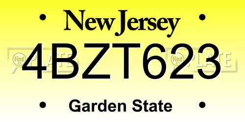 4BZT623 New Jersey License Plate