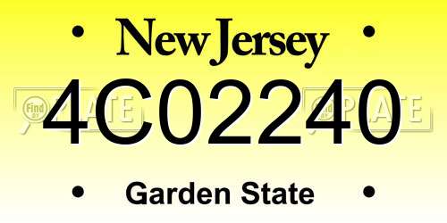 4C02240 New Jersey License Plate
