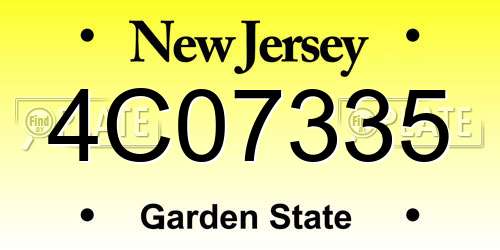 4C07335 New Jersey License Plate