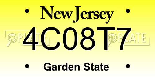 4C08T7 New Jersey License Plate