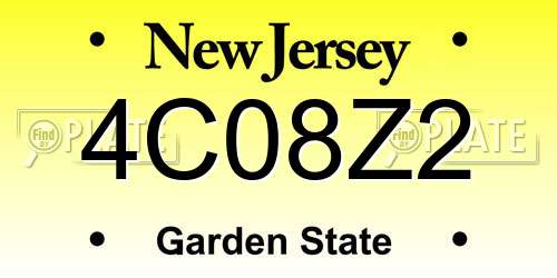 4C08Z2 New Jersey License Plate