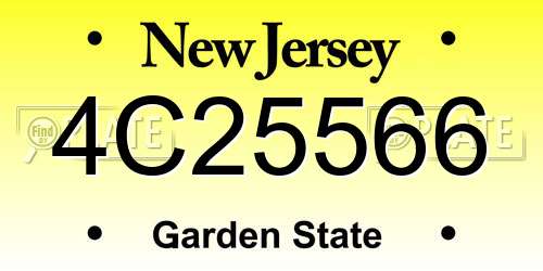 4C25566 New Jersey License Plate