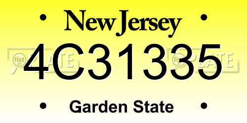 4C31335 New Jersey License Plate