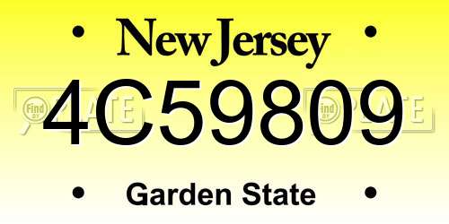 4C59809 New Jersey License Plate