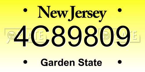 4C89809 New Jersey License Plate
