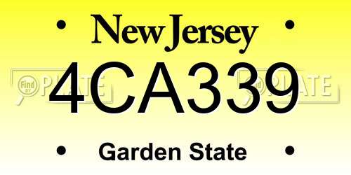 4CA339 New Jersey License Plate