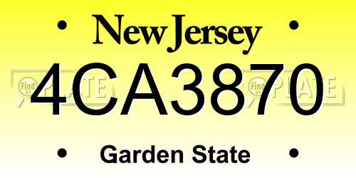 4CA3870 New Jersey License Plate
