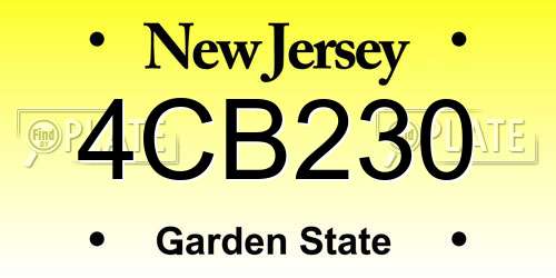 4CB230 New Jersey License Plate
