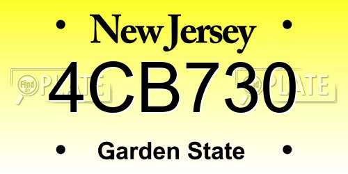 4CB730 New Jersey License Plate