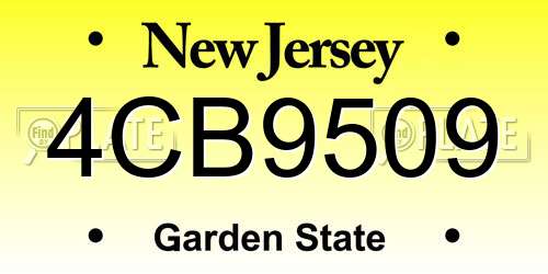 4CB9509 New Jersey License Plate