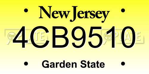 4CB9510 New Jersey License Plate