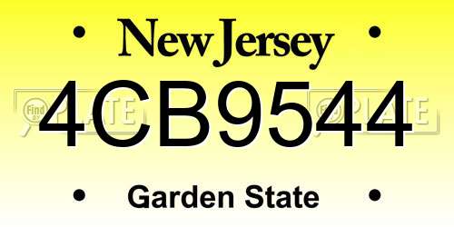 4CB9544 New Jersey License Plate