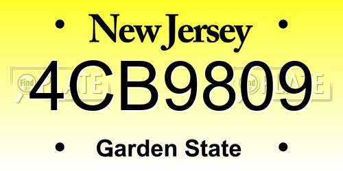 4CB9809 New Jersey License Plate
