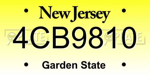 4CB9810 New Jersey License Plate