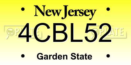 4CBL52 New Jersey License Plate