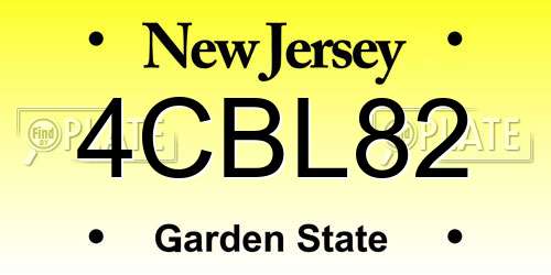 4CBL82 New Jersey License Plate
