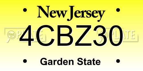 4CBZ30 New Jersey License Plate