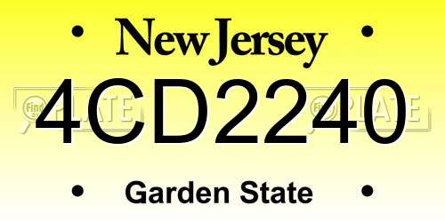 4CD2240 New Jersey License Plate