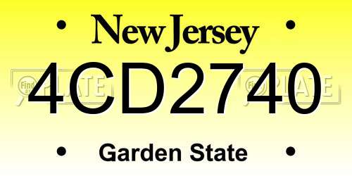 4CD2740 New Jersey License Plate
