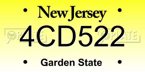 4CD522 New Jersey License Plate