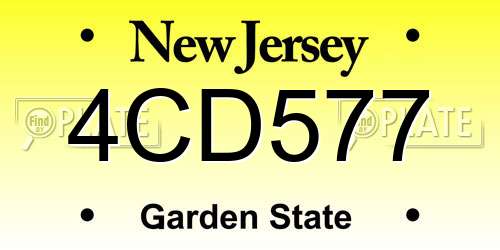 4CD577 New Jersey License Plate