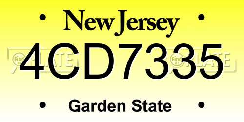 4CD7335 New Jersey License Plate