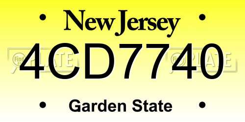 4CD7740 New Jersey License Plate