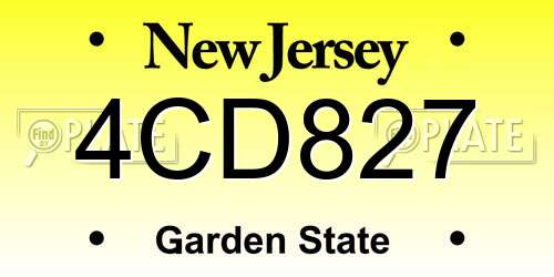 4CD827 New Jersey License Plate