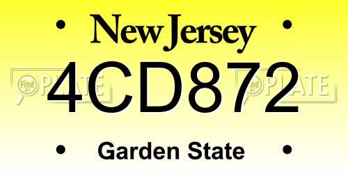 4CD872 New Jersey License Plate