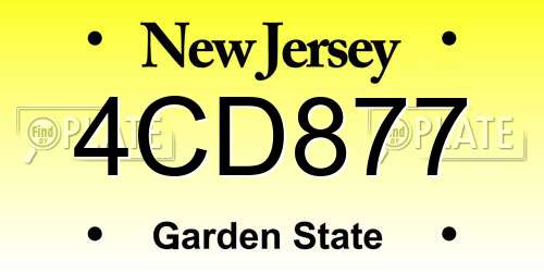 4CD877 New Jersey License Plate