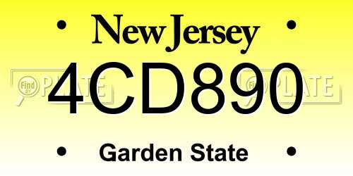 4CD890 New Jersey License Plate