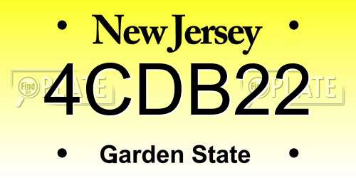 4CDB22 New Jersey License Plate