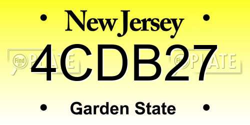 4CDB27 New Jersey License Plate