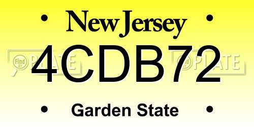 4CDB72 New Jersey License Plate