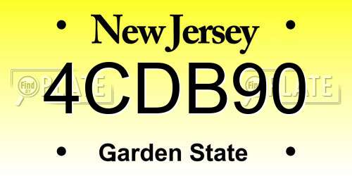 4CDB90 New Jersey License Plate