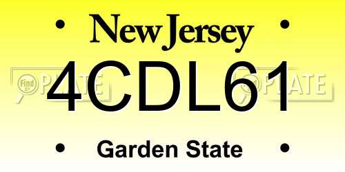 4CDL61 New Jersey License Plate