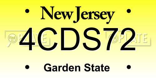4CDS72 New Jersey License Plate