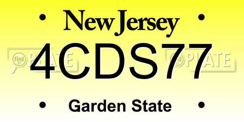 4CDS77 New Jersey License Plate
