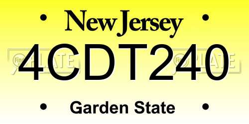 4CDT240 New Jersey License Plate