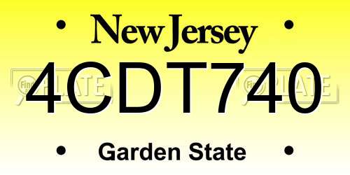 4CDT740 New Jersey License Plate