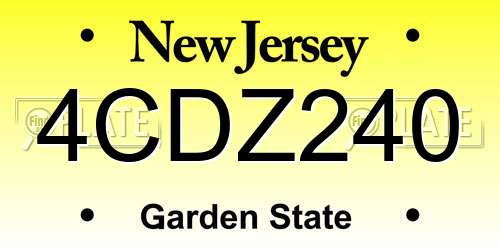 4CDZ240 New Jersey License Plate