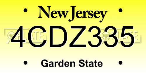 4CDZ335 New Jersey License Plate