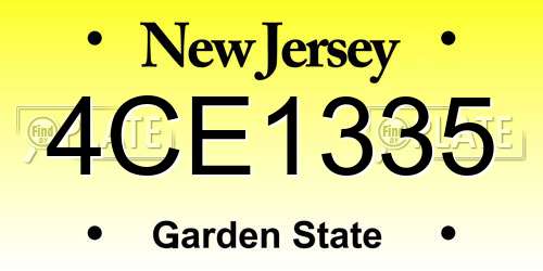 4CE1335 New Jersey License Plate