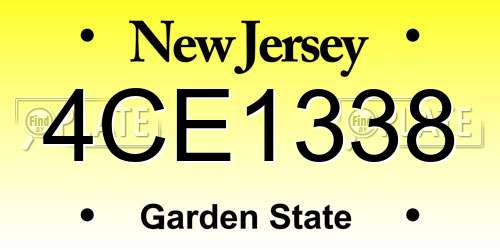 4CE1338 New Jersey License Plate