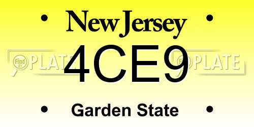 4CE9 New Jersey License Plate